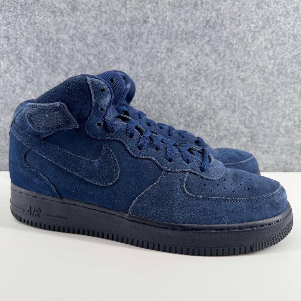 Nike Air Force 1 Mid Mens 10.5 Navy Blue Suede Sneakers 315123-410